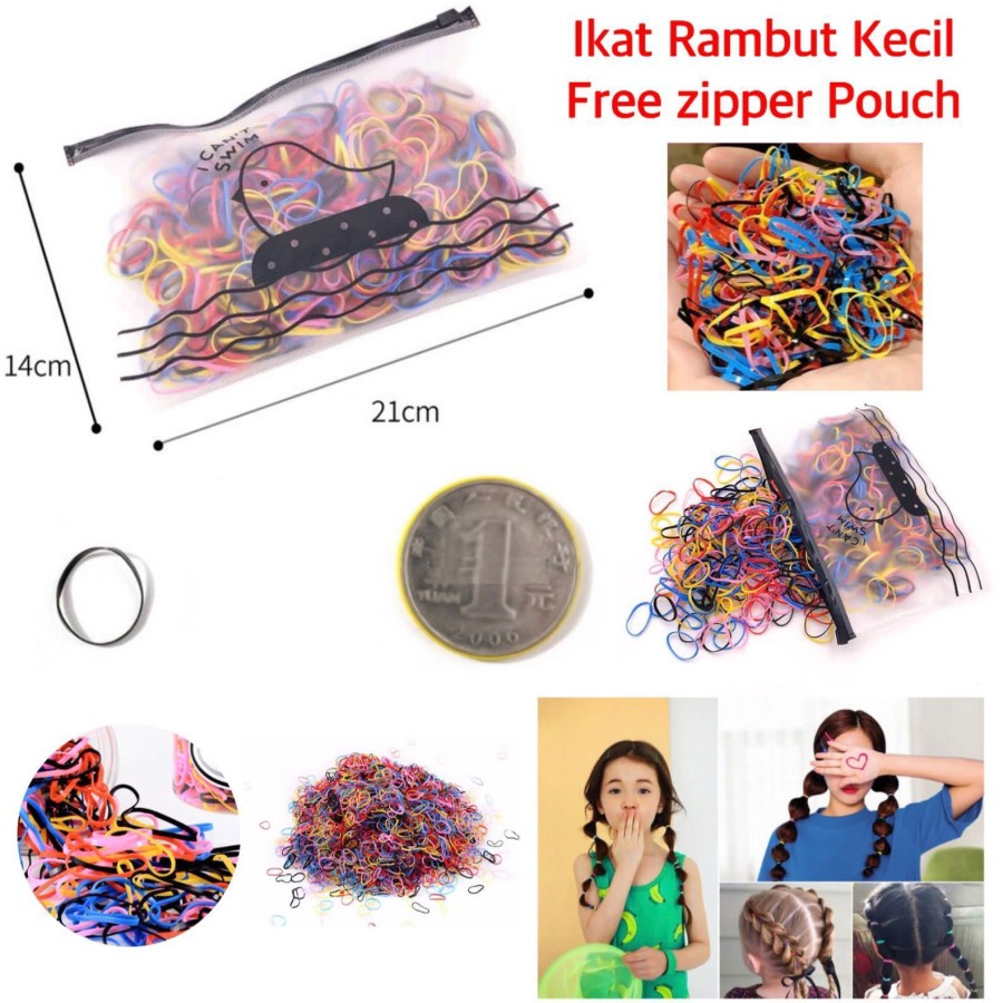 JH KARET IKAT RAMBUT ANAK KECIL ISI 600 POUNCH DOMPET TAS KARET JEPANG