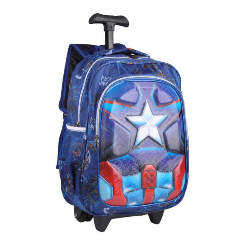 Tas Ransel Troli Anak Superhero LED Gambar 3Dimensi Tas SD