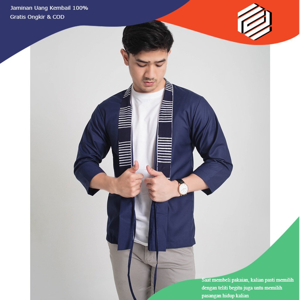 baju BAJU D'GAWAN Outer Batik Pria Hito Kimono - Navy PRIA DAN WANITA outer