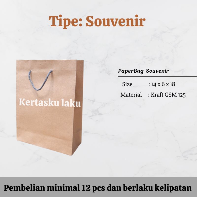 

Paper bag Souvenir, tas kertas coklat murah, P14 L6 T18