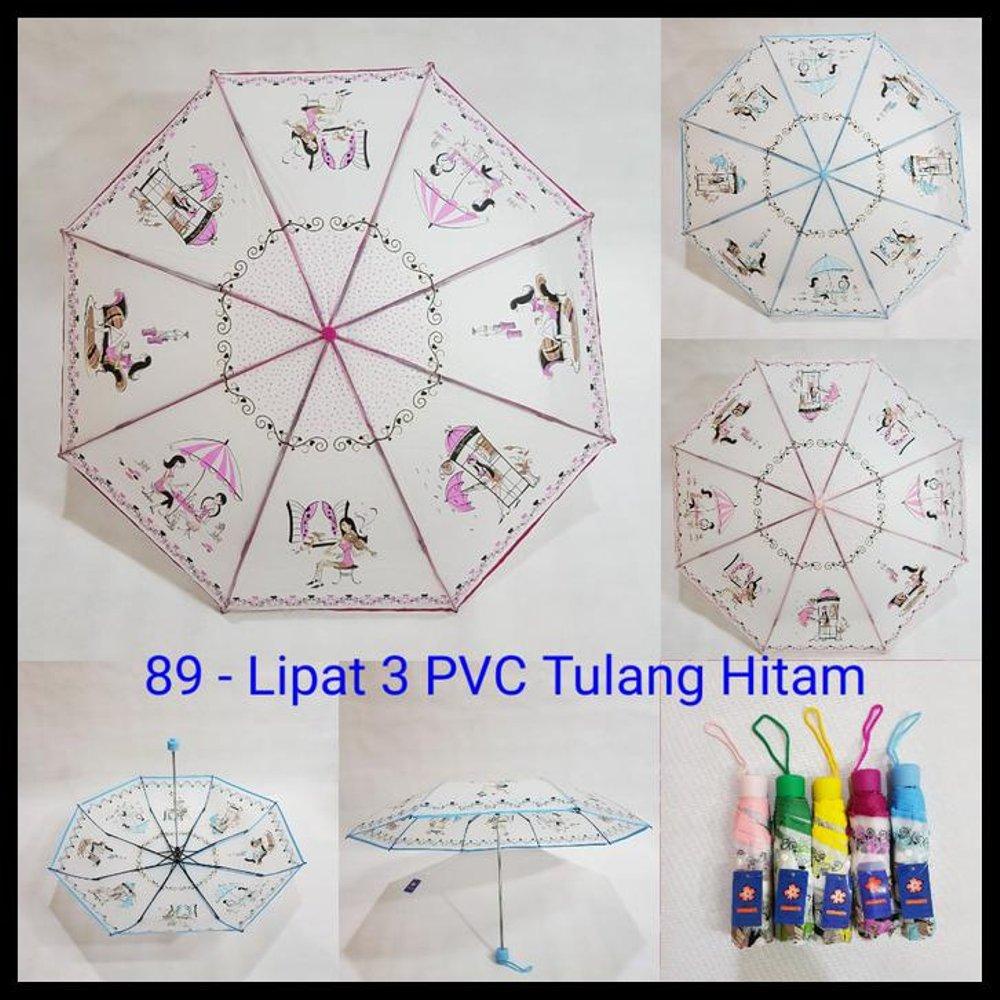 Payung Lipat 3 Transparan Umbrella Girl Payung Lipat Plastik PVC
