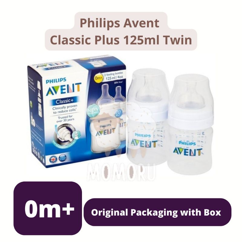 Philips Avent Classic Plus Bottle 125ml 0M+ Slim Neck Twin Botol Susu Philips Avent Isi 2