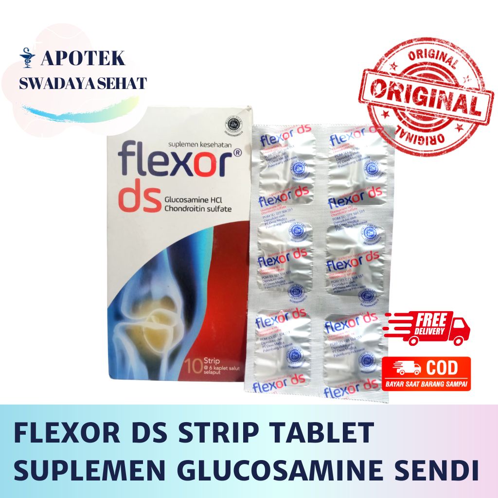 FLEXOR DS Strip Tablet - Suplemen Kesehatan Sendi Lutut Glucosamin Glukosamin OA