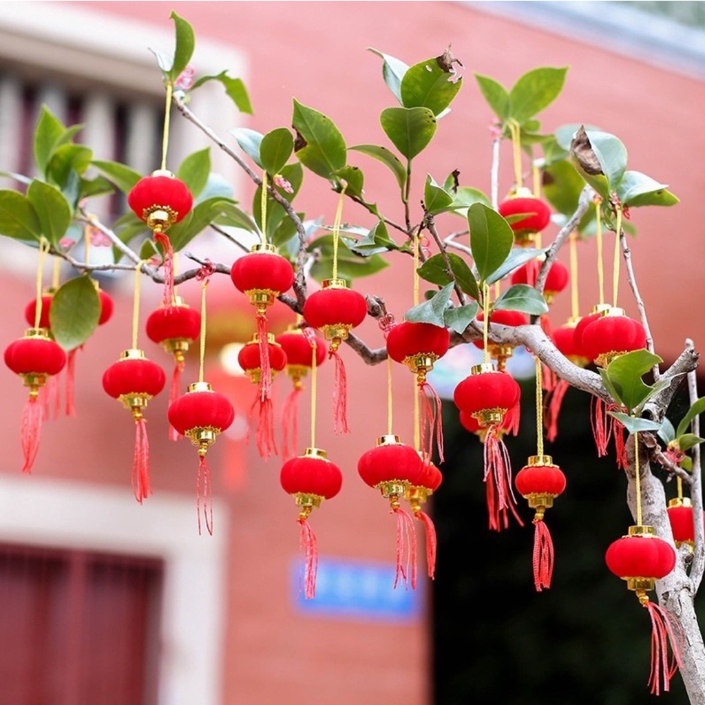 Lampion MINI Lentera Imlek Tahun Baru Gantungan Pohon Bunga Meihua Sakura Dekorasi Hiasan CNY