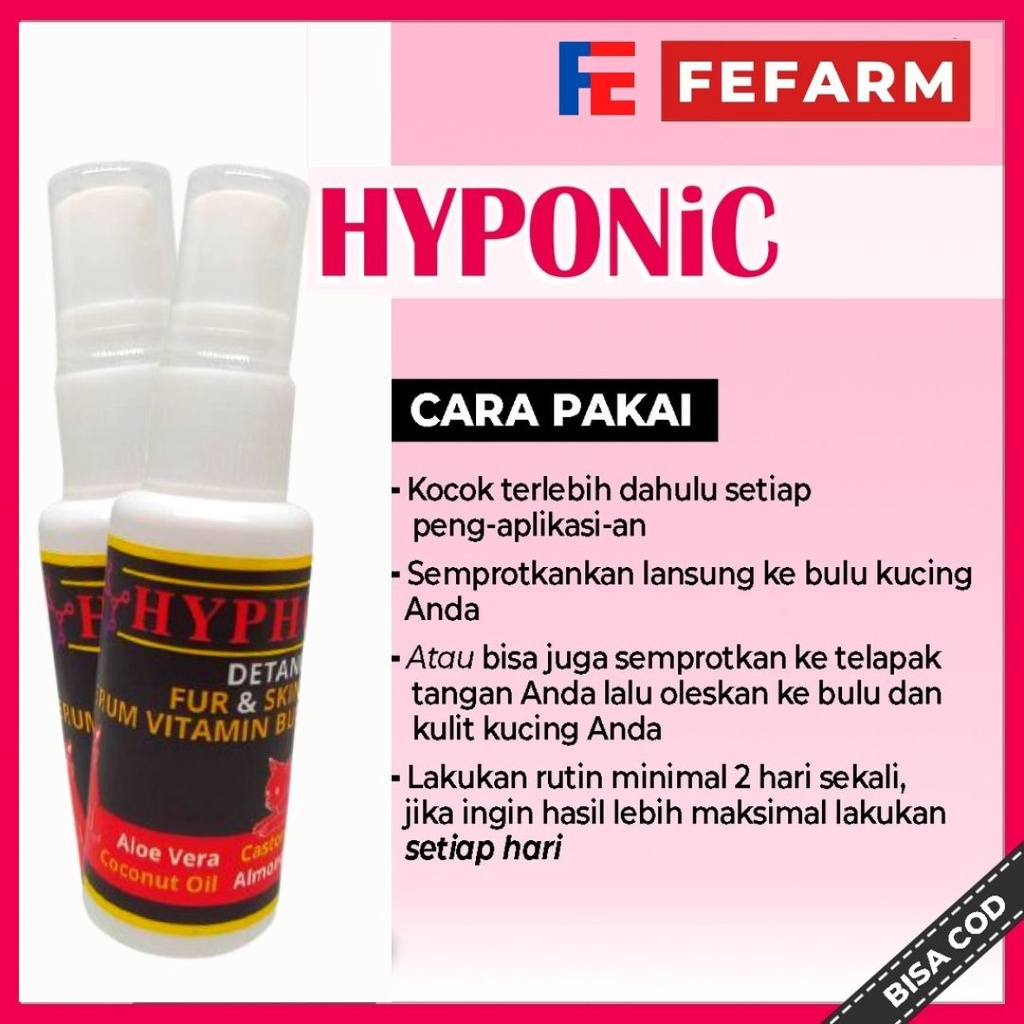 Penumbuh Bulu Kucing Vitamin Spray HYPOCAT Penumbuh dan Anti Rontok Bulu Kucing Spray Herbal Hair Tonic Spray FEFARM