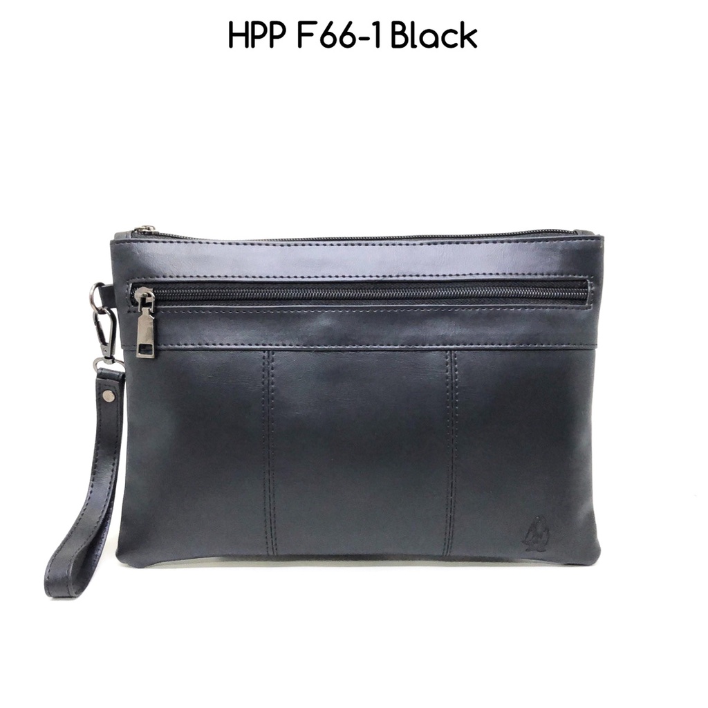 clutch pria hush puppies simple F66-1 Black premium quality clutch murah