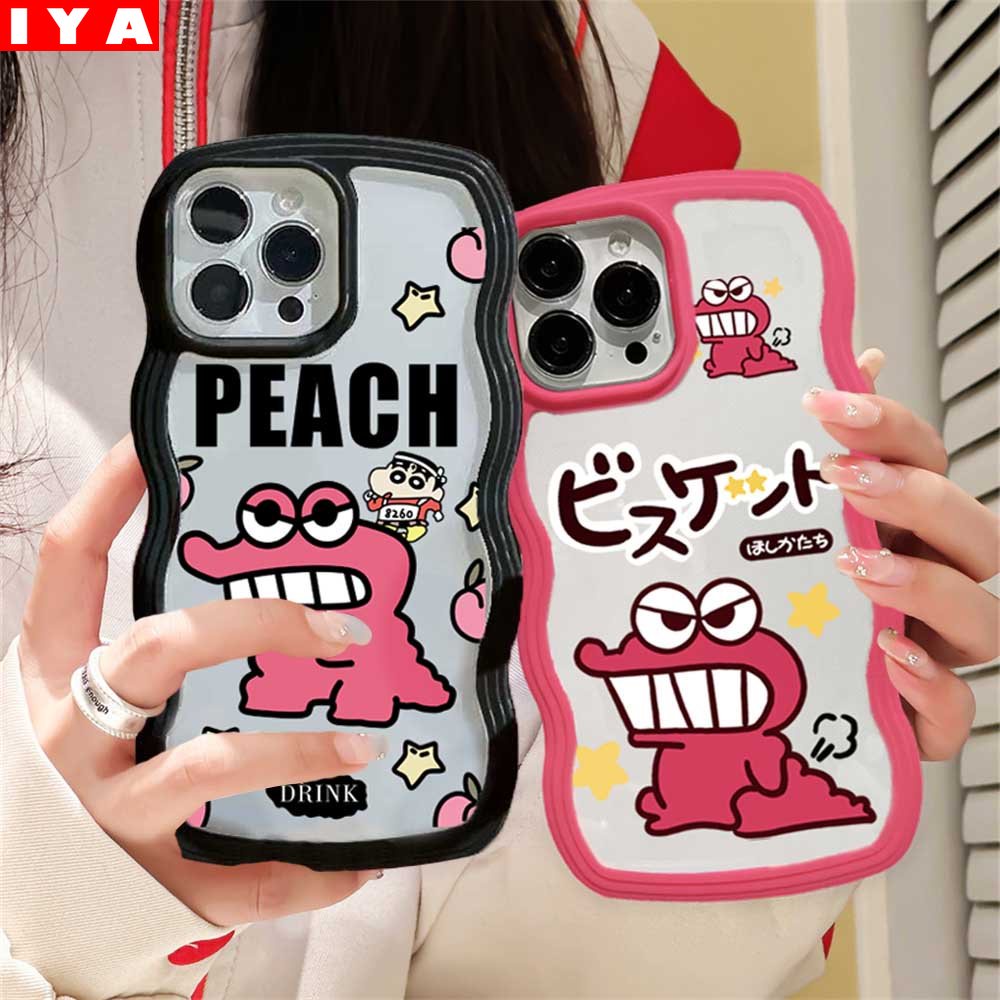 Kartun Couple Case Realme 10 C33 C30 C31 C35  C3 C2 Realme 8i 7i 5 5i 6i 7 Pro Pink Crocodile Wave Edge TPU Phone Case Cove