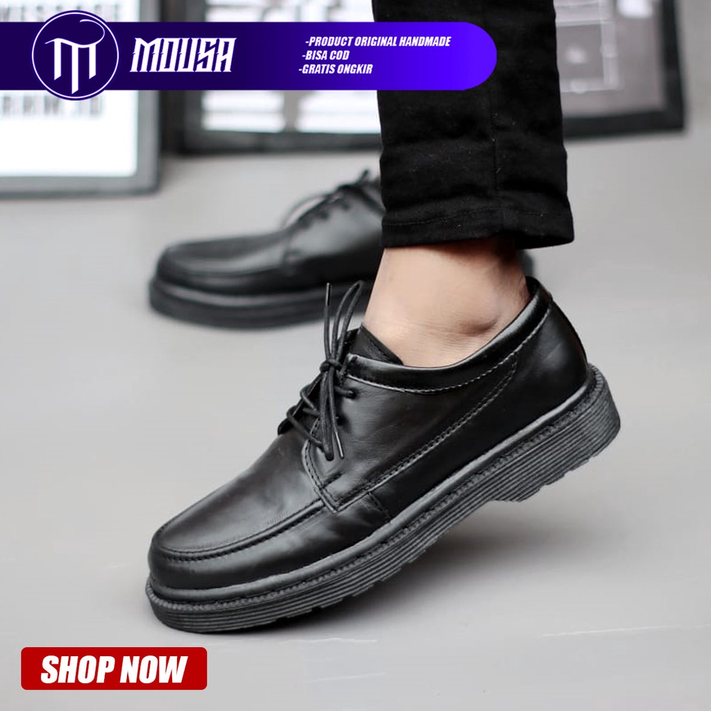 Sepatu Formal Pantofel Docmart Kerja Pria Hitam Mousa Jame