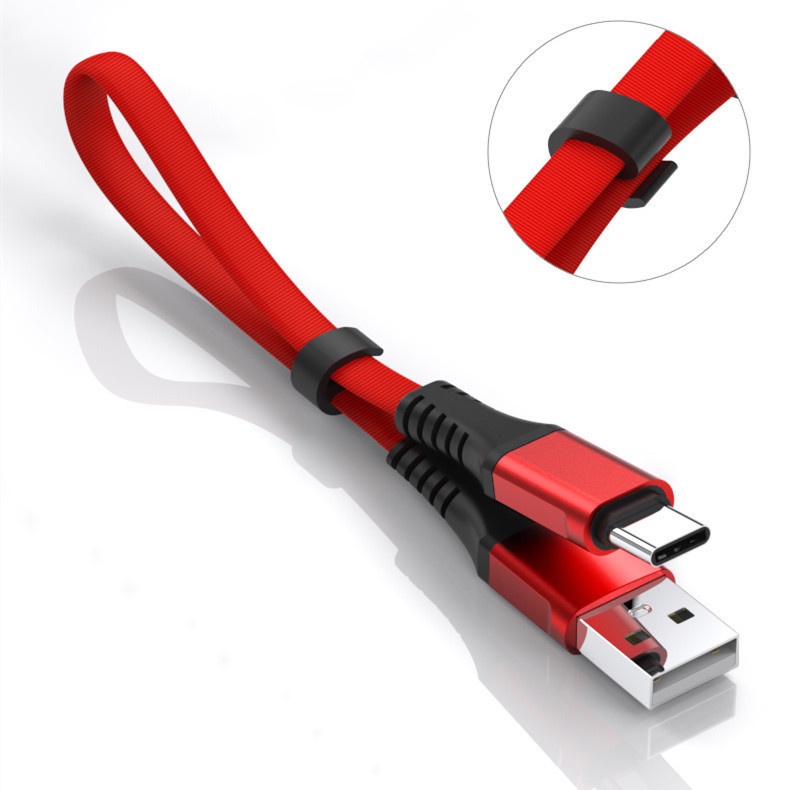 2.4a Kabel Data Pengisian Cepat Handphone Power Charging Cable Mie Braided Short Cable Cocok Untuk Android Type C Petir