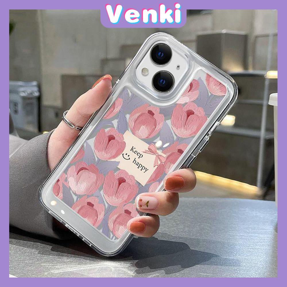 iPhone Case High Quality HD Transparent Acrylic Hard Case Tulip Floral Metal Button Camera Protection Shockproof Compatible For iPhone 14 13 12 11 Pro Pro Max 7 8 Plus XR