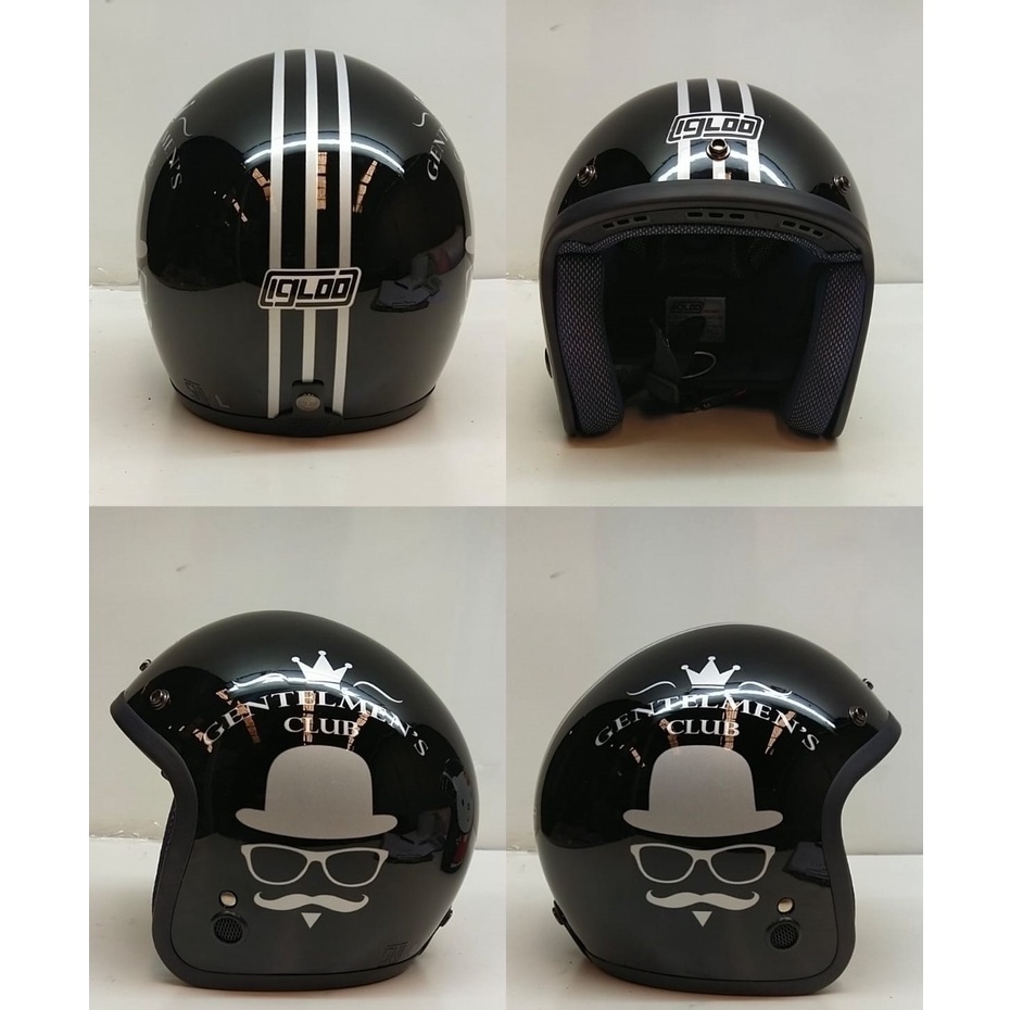 Helm Retro/Helm Bogo SNI/Helm Pria/wanita/Helm IGLOO Full motif Terbaru(SNI)+ kaca