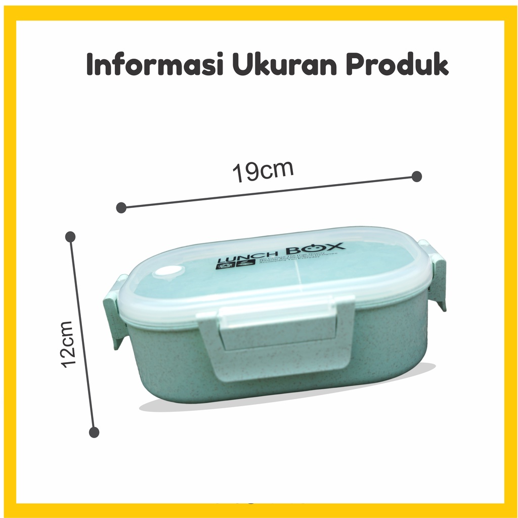 Lunch Box Oval 2 Sekat Jerami Gandum Free Sendok memiliki 3 varian