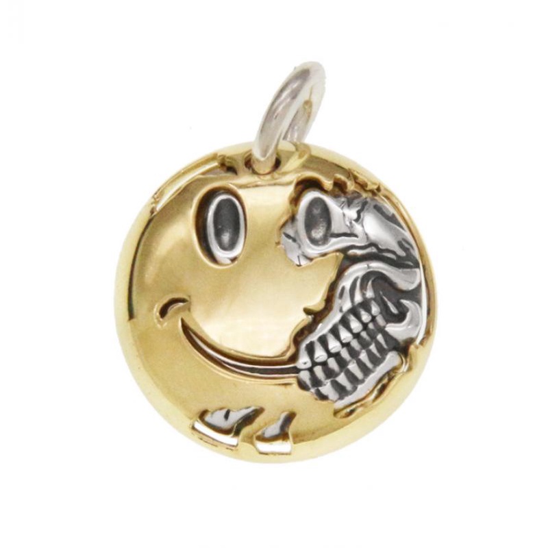 Mode Baru Senyum Buruk Kalung Pria Retro Smiley Tengkorak Hip Hop Topeng Liontin Batu Pesta Perhiasan Hadiah