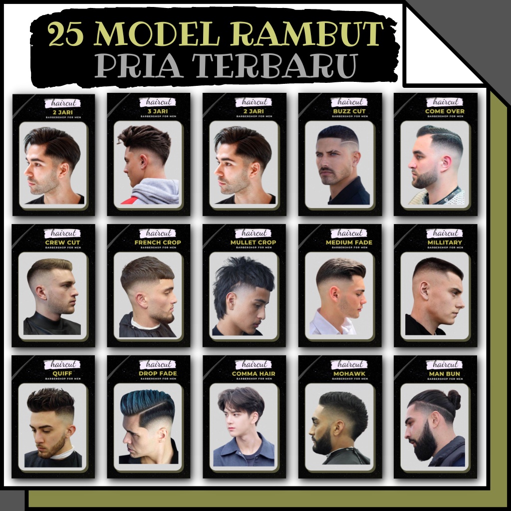 Jual Poster Hd Model Rambut Pria Terbaru Poster Pangkas Rambut Pria