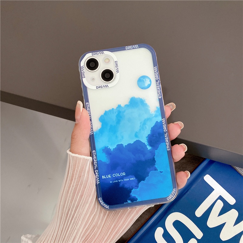 IPHONE Casing Ponsel Motif Awan Hutan Gunung Bening Untuk Iphone7 8 Plus11 12 13 Pro Max X XS Max XR SE2020 Cover Case Transparan