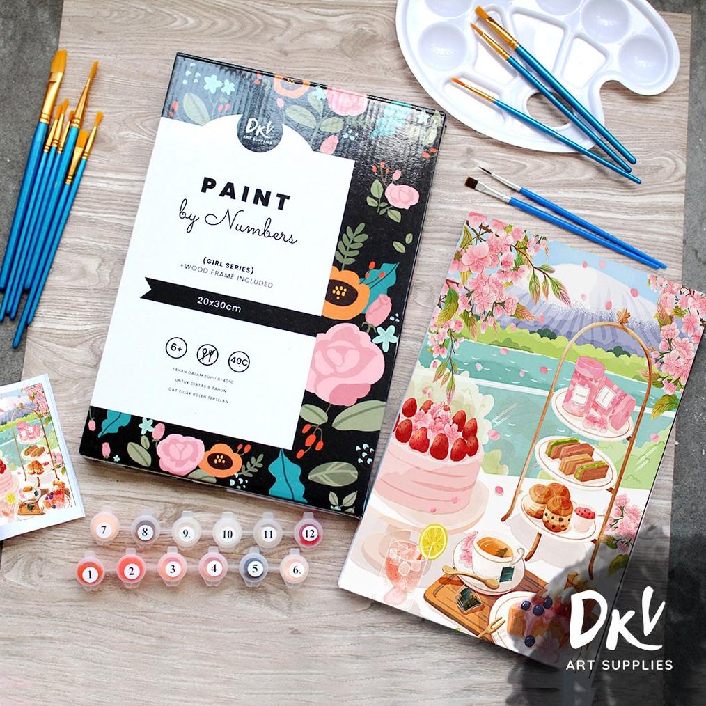 

BISA COD Paint By Number 20x20cm Q Series Collection DIY Painting Painting Kit with [ Wooden Frame ] Melukis Mewarnai