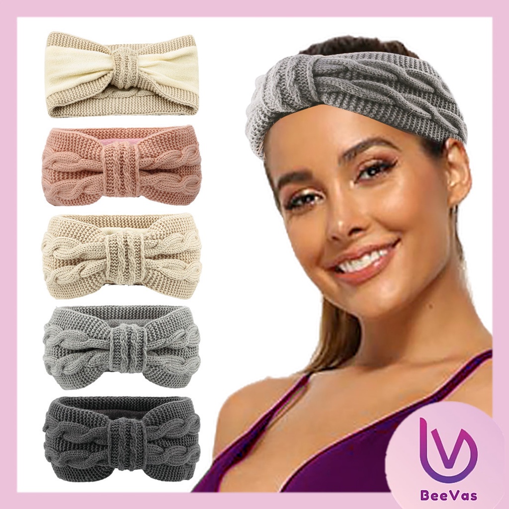 BV.ID BD993 Bandana Fashion Korea Pita Rajut Wool Kepang Head Band Wanita Bando Rajut Lebar Import