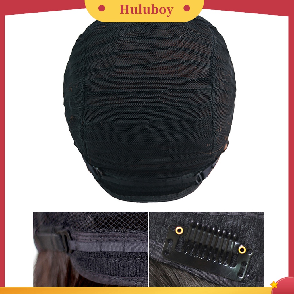 Wig Rambut Panjang Lurus Breathable Bahan Serat Suhu Tinggi Warna Hitam Untuk Wanita