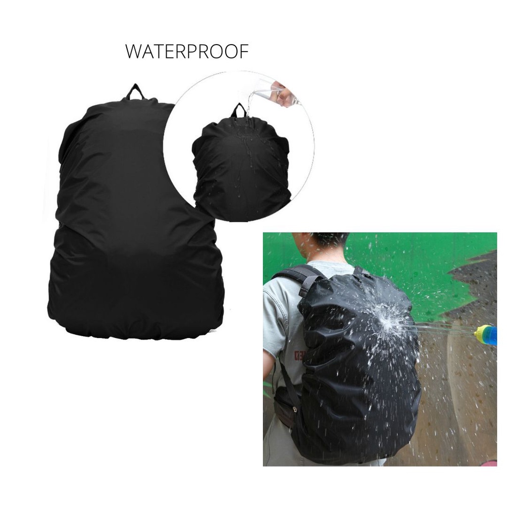 RAINCOAT BAG WATERPROOF SARUNG PELINDUNG TAS ANTI AIR MULTIFUNGSI WARNA HITAM POLOS