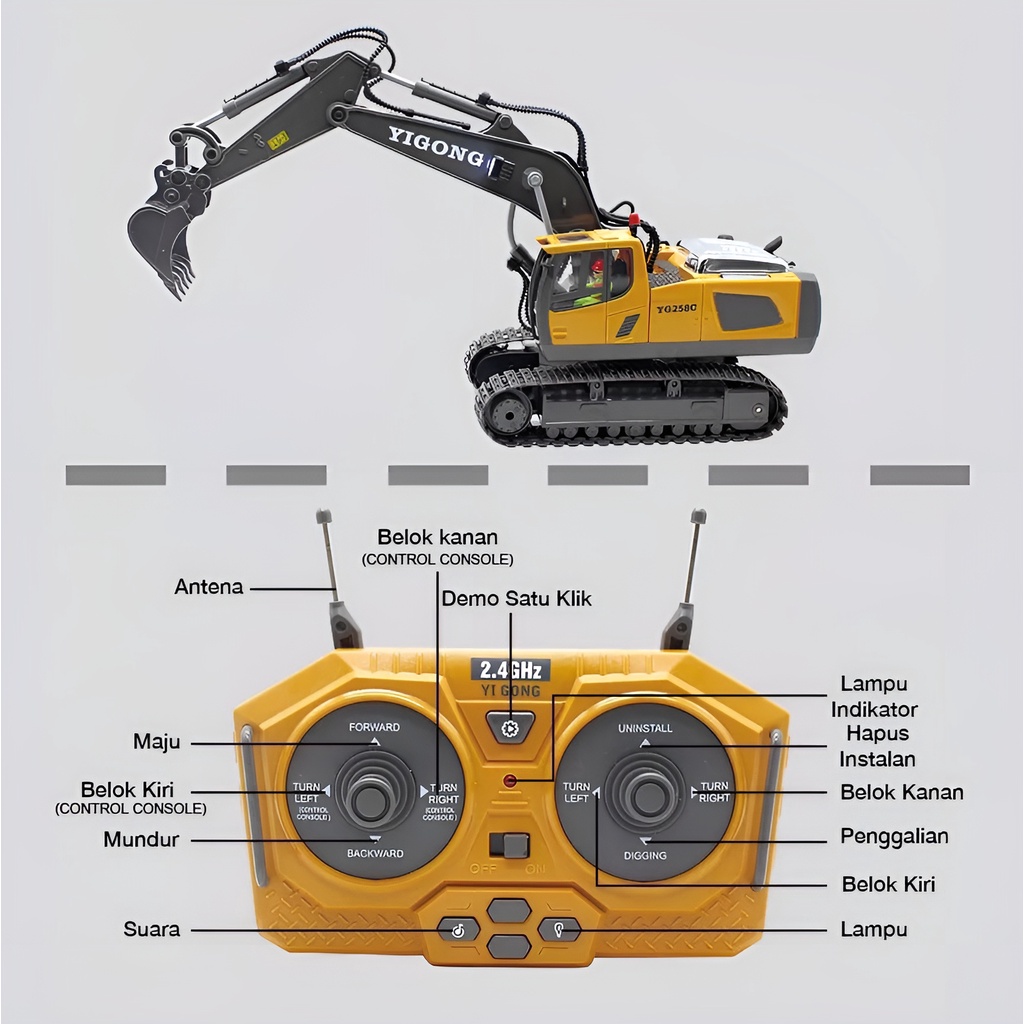 Mainan Mobil Truk Remote Control Besar | Mainan Anak Laki Laki 3-4-5-6-7 Tahun | Yigong Excavator Truck Dump Truck Remot Kontrol