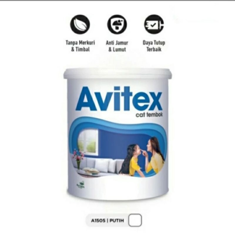 CAT TEMBOK INTERIOR AVITEX 5KG GALON WARNA PUTIH SUPER WHITE
