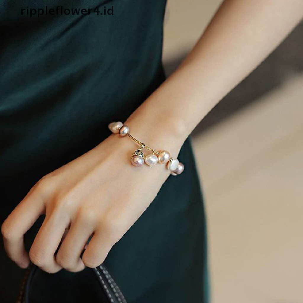 {rippleflower4.id} Baroque Mutiara Alami Pesona Gelang Perhiasan Hadiah Pesta Siswa~