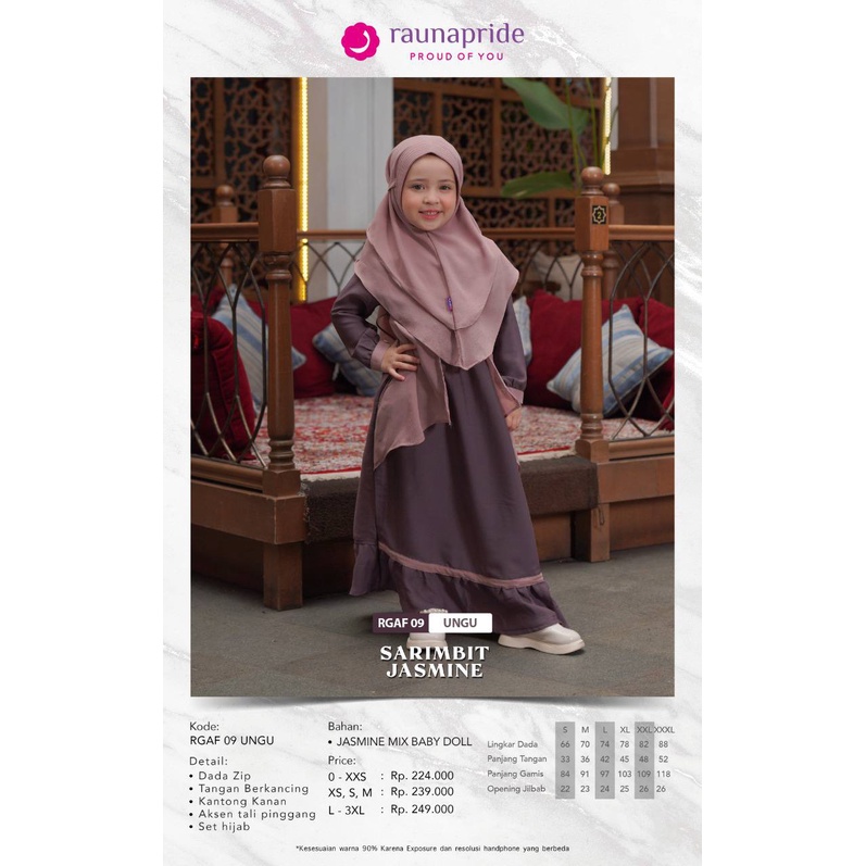 Raunapride Busana  Sarimbit Keluarga / SR - 09 Ungu / Fashion Muslim Lebaran