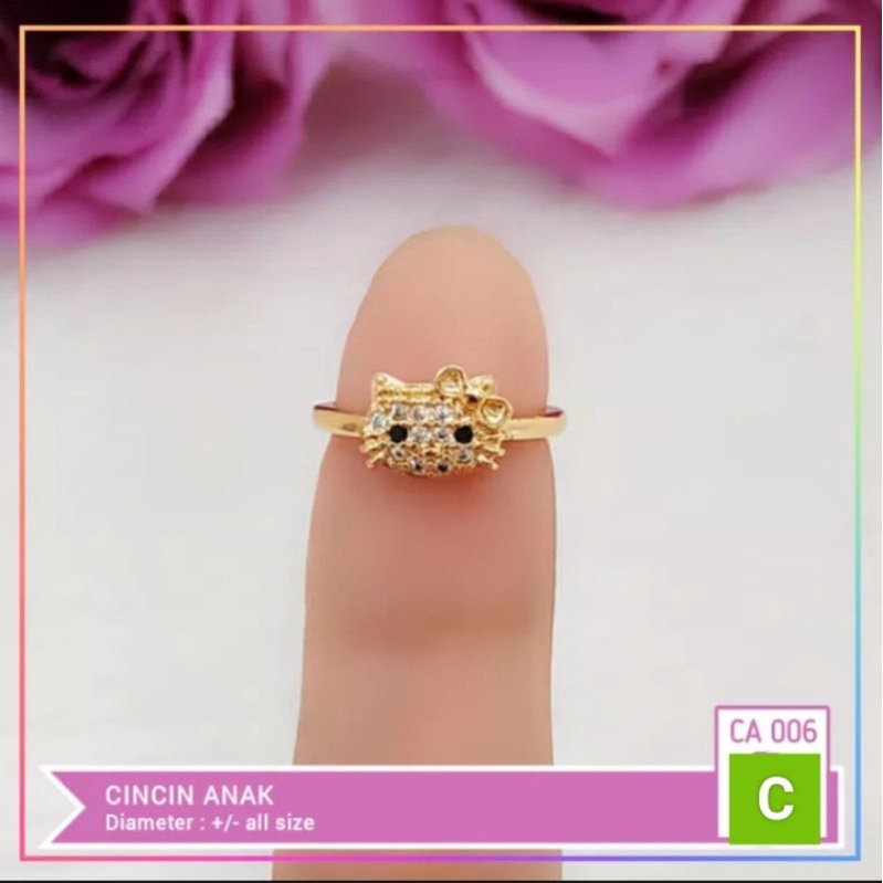 Cincin hello kitty anak perempuan gold/silver terlaris