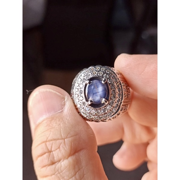 Cincin Batu Permata Natural Star Sapphire Ori