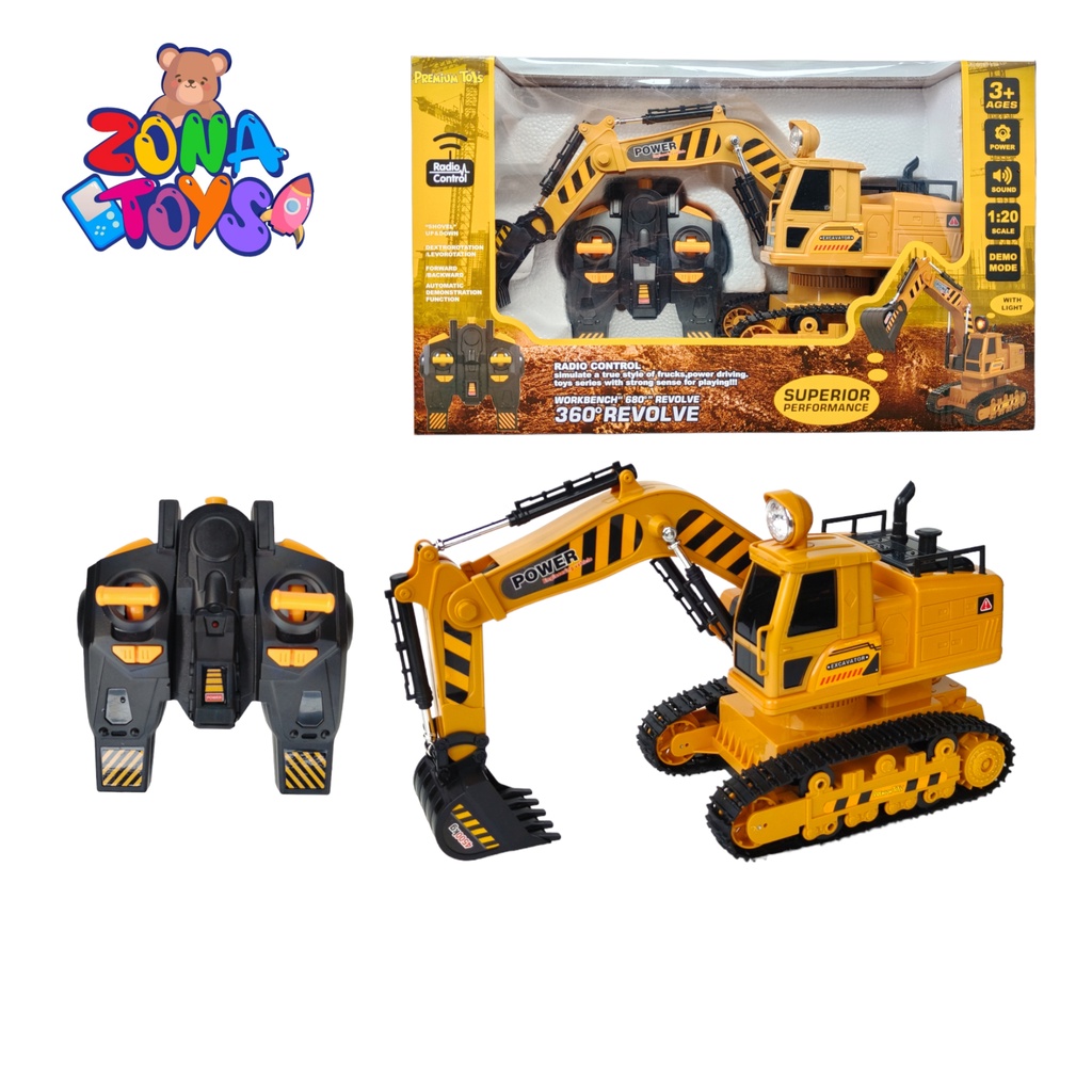 Jual Mainan RC Excavator Mobil Ekskavator Remote Control Truk Beco Power Ada Lampu Dan Putar 360
