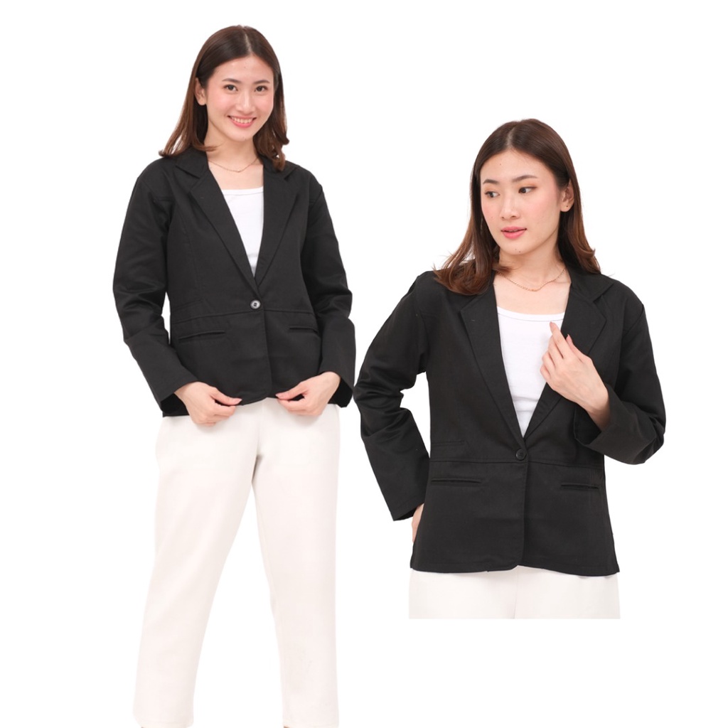 NHM Blazer Wanita Formal Jas Kerja Geby Katun Tebal Twill