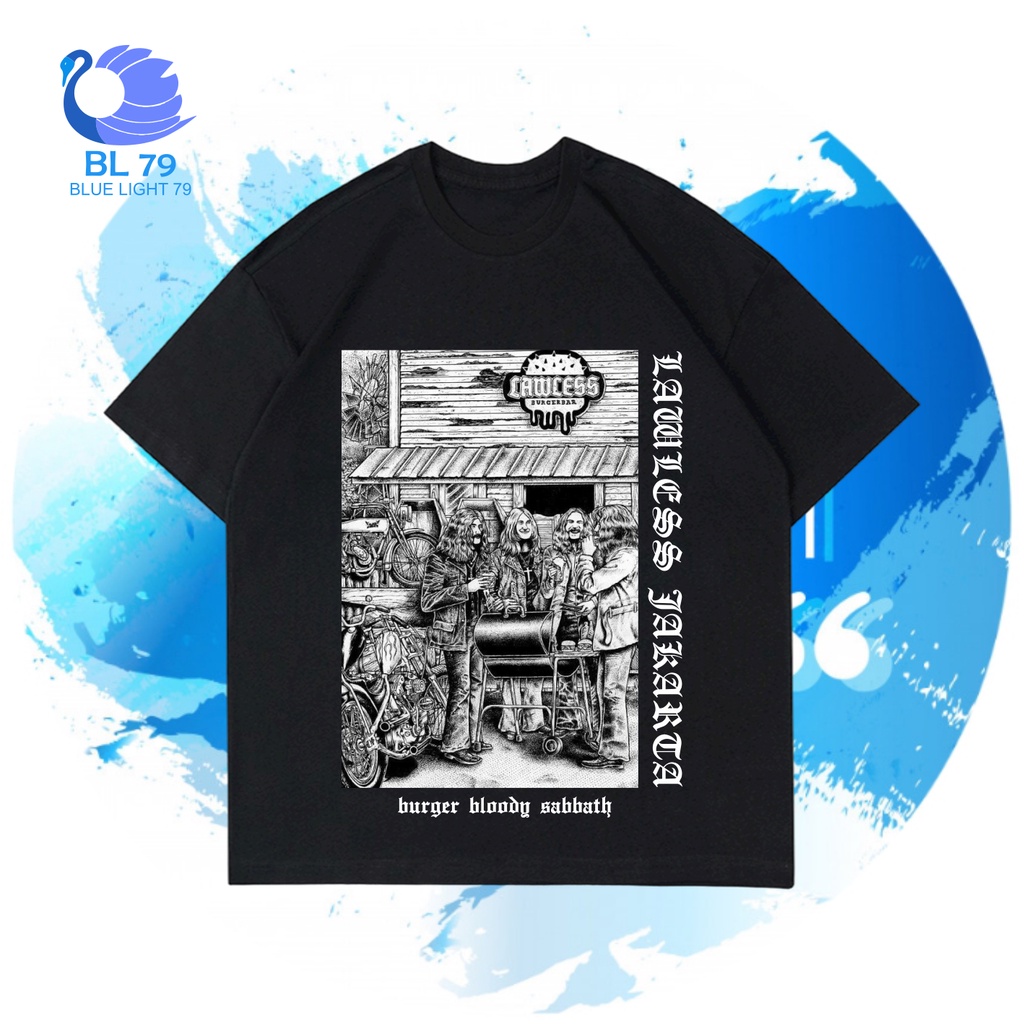 TSHIRT | OVERSIZE | kaos LAWLESS JAKARTA SATANIC tshirt distro baju band metal musik rock t-shirt hi