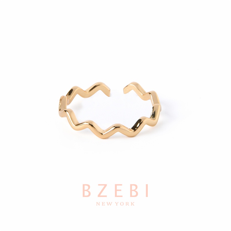 Bzebi Cincin Emas Berlian 18k Cincin Terbuka Dapat Disesuaikan Anti Karat Gaya Korea Aksesoris Fashion Wanita Aksesoris Harian Perhiasan Premium Hadiah Ultah Dengan Box 788r