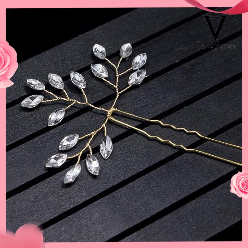 CODHiasan Kepala Pengantin Wanita Aksesoris Kristal Buatan Tangan Aksesoris Rambut Pernikahan Jepit Rambut-FA