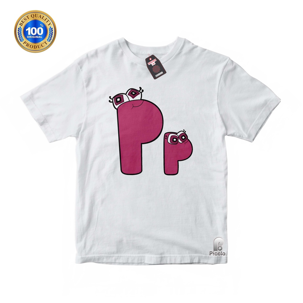 BAJU ANAK KAOS ATASAN ANAK HURUF P ALPHABET LORE UNISEX Bahan COTTUN (FREE NAMA)