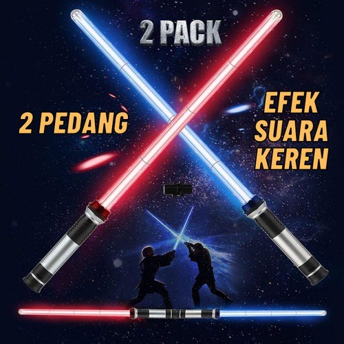 Pedang Mainan Double Blades Lightsaber Star Wars 2 Pedang Warna Warni Double Sided Ada Efek Suara