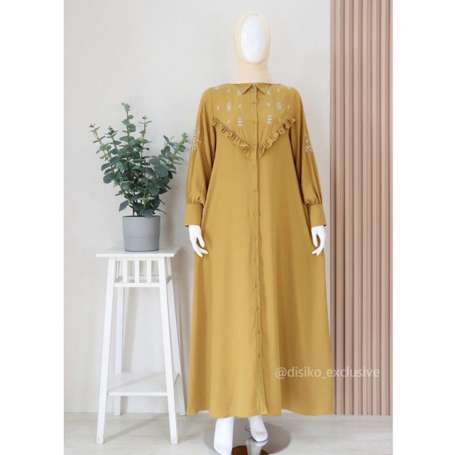 Terbaru , Gamis Busui , Katun Crincle Bordir , Original Disiko Exclusive , Gamis Muslimah Murah.