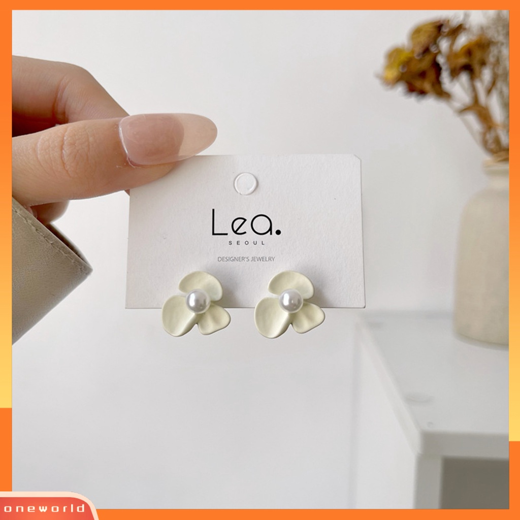 [WONE] 1pasang Wanita Ear Studs Bunga Perhiasan Mutiara Imitasi Vintage Kilau Cerah Stud Earrings Hadiah Ulang Tahun