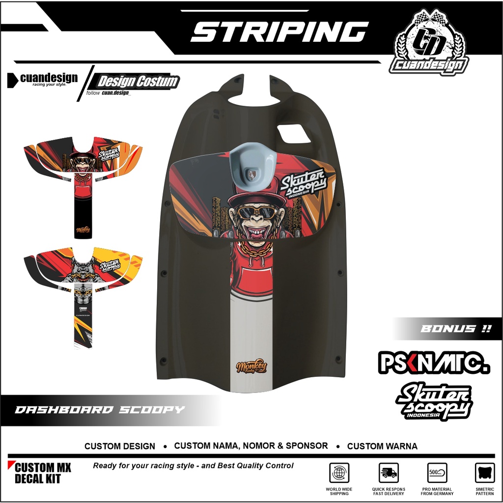 STIKER STRIPING PELINDUNG DASHBOARD / THANKPAD / DECKPAD MOTOR SCOOPY STICKER SCOOPY 2016