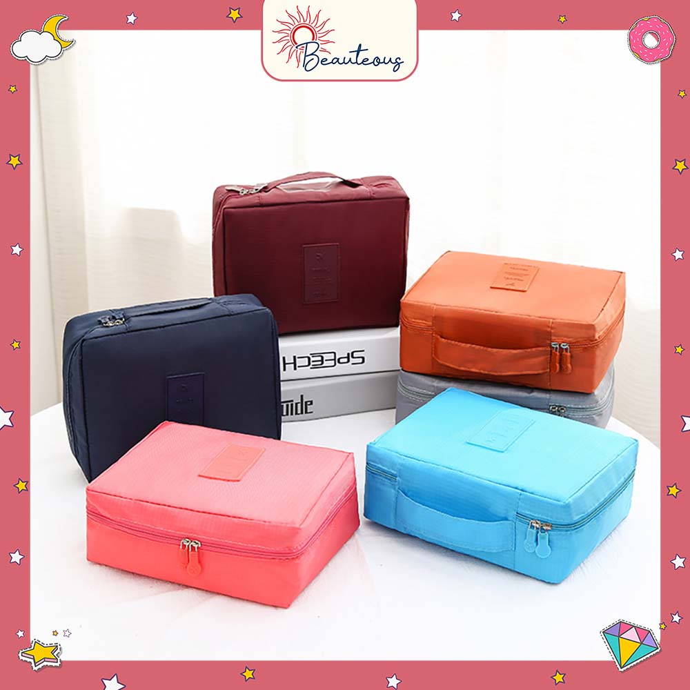 Travel Pouch Tas Kosmetik Tempat Penyimpanan Make Up Alat Mandi Bahan Premium