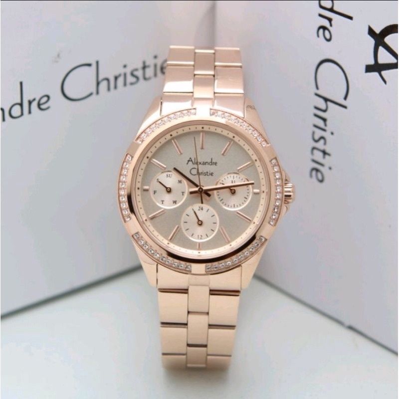 JAM TANGAN WANITA ALEXANDER CHRISTIE AC 2827 ROSEGOLD AC 2827 ORIGINAL