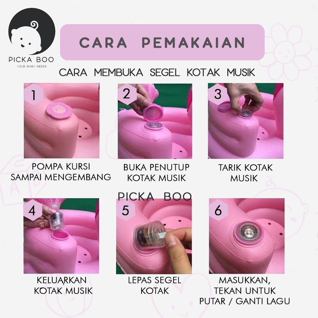 PICKA BOO Sofa Tiup Kursi Pompa Bayi Sofa Belajar Duduk Bahan PVC