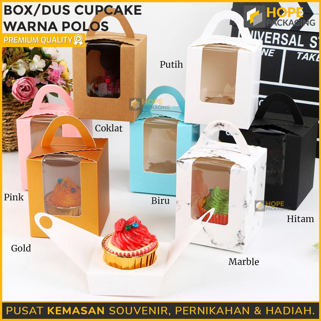 Box / Dus Cupcake + Tatakan / Kotak dengan Jendela / Cake Kraft Kotak Kemasan pesta kotak kue polos