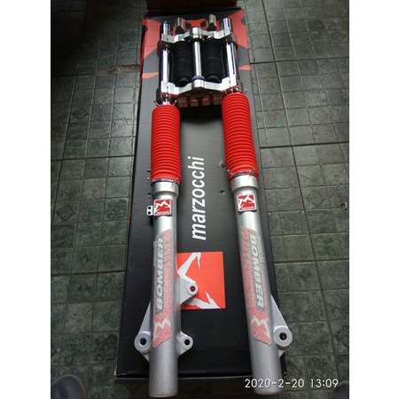 Shock Depan tele Up Side Down Kawasaki KLX 15 Merah Silver Marzocchi