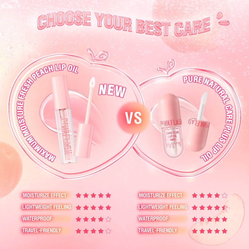 PINKFLASH More&amp;More Moisture Lightweight Lip Oil Moisturize Repair Reduce Wrinkles Multi-use Natural Pinkflash Lip Oil Pinkflash