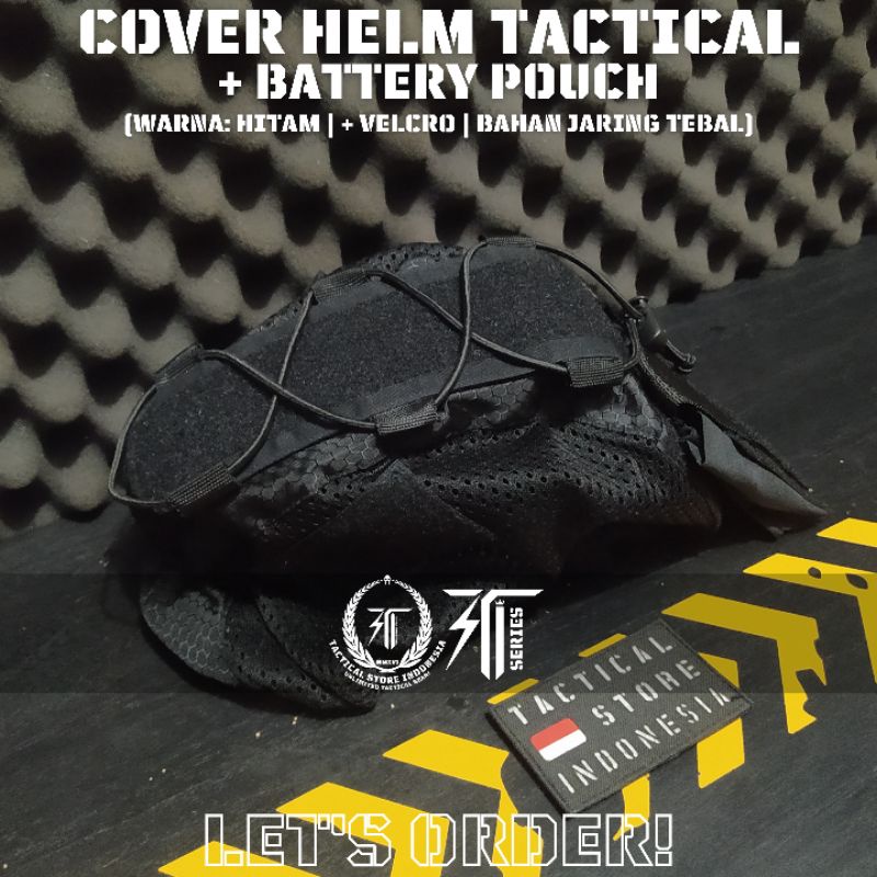 Cover Helm Tactical Kuping Pendek / Panjang + Pouch Battery