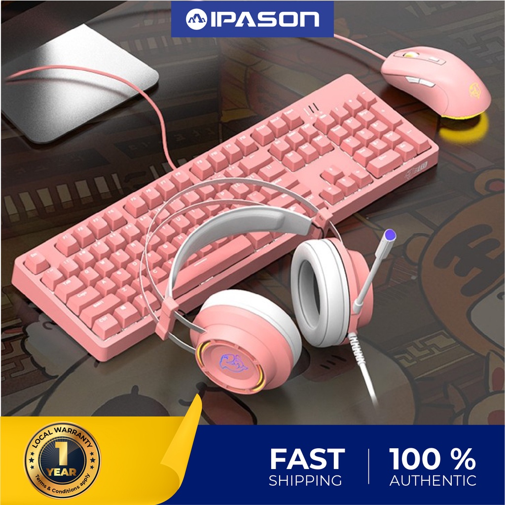DOUYU E-sports 3-piece set (headset, keyboard, mouse)GAMING HEADPHONE DHG160 pink/Keyboard DKM150 pink/Mouse DMG110 pink