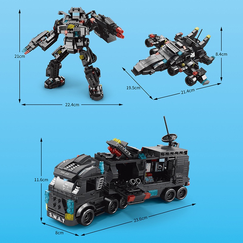 Ready✨Mainan Anak laki-laki/Warship model/Military Building Blocks/City Police Battleship Robot Toys