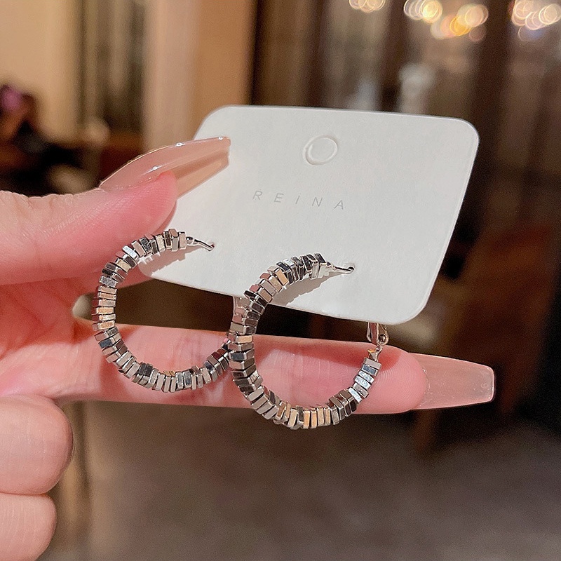 925jarum Perak Jarum Sederhana Berlebihan Anting-Anting fashion Wanita Anting hoop