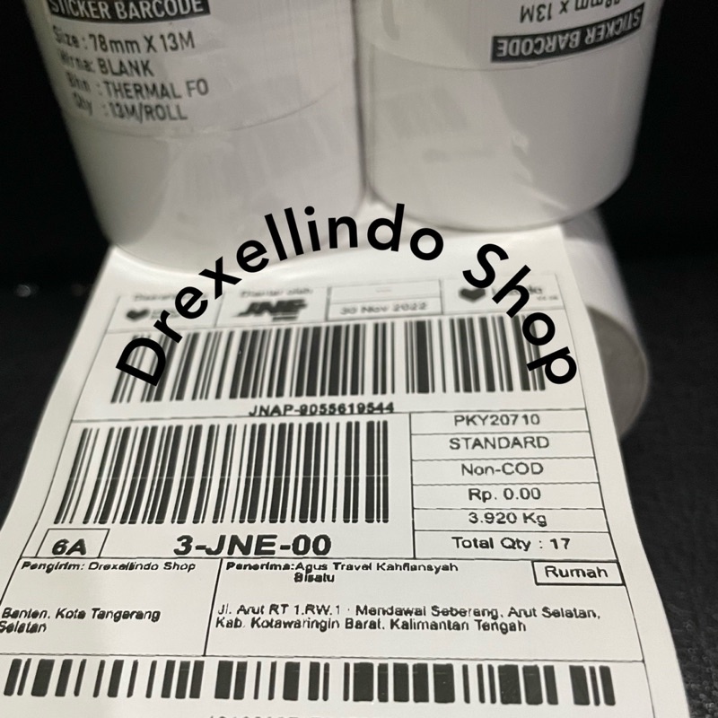Kertas Thermal Label Stiker Continuous 78x50mm 13 meter